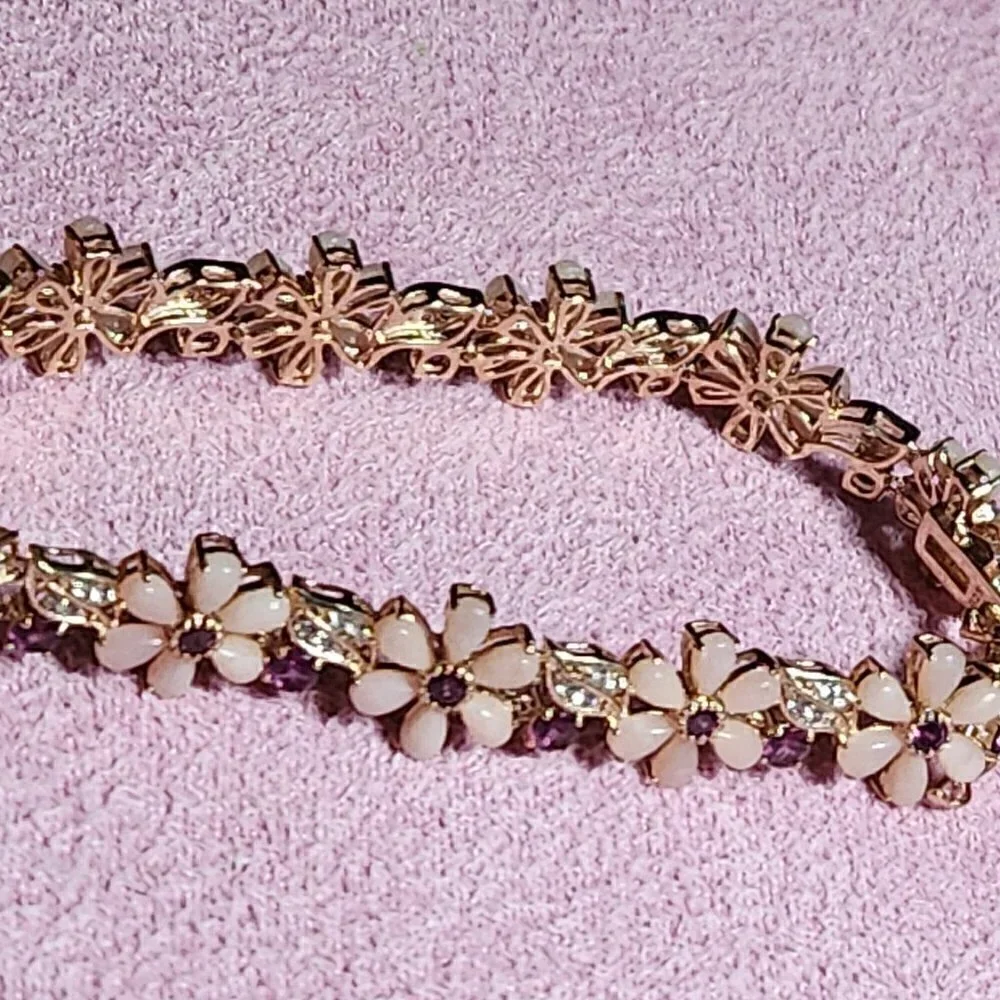 JTV Pink Opal 18k Rose Gold Over Sterling Silver Bracelet